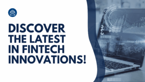 Newsletter thumbnail with bold text reading "Discover the Latest in Fintech Innovations" next to a laptop screen displaying financial graphs and data visualizations.
