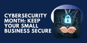 Business professional holding a digital padlock icon, symbolizing cybersecurity protection for small businesses.